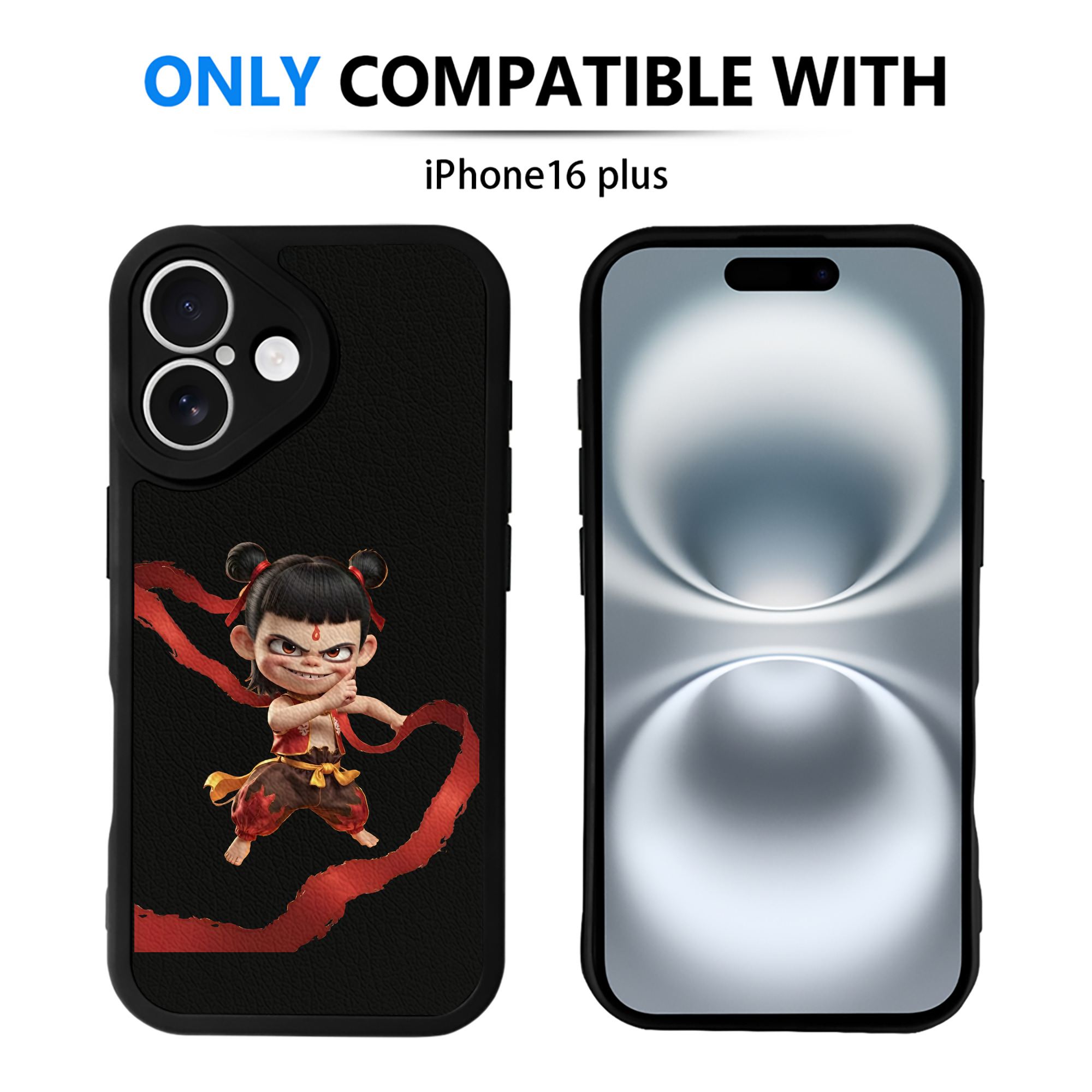 （画像用） Ne Zha 2 ナタ 魔童の大暴れ 【iPhone 16シリーズ対応】シリコンスマホケース（レザー調） 材質：シリコン